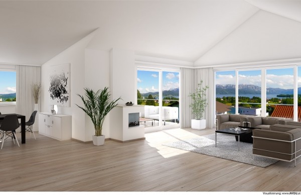 Attersee Sonnseit'n Penthouse Innenansicht Ausblick